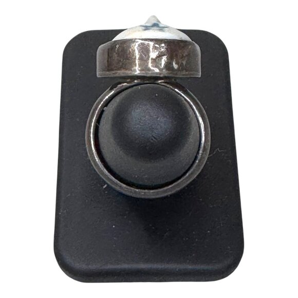 91 Artisan Mystical Celestial Ceramic Face Signed Sterling Silver Ring Star 6.75 - Picture 9 of 11